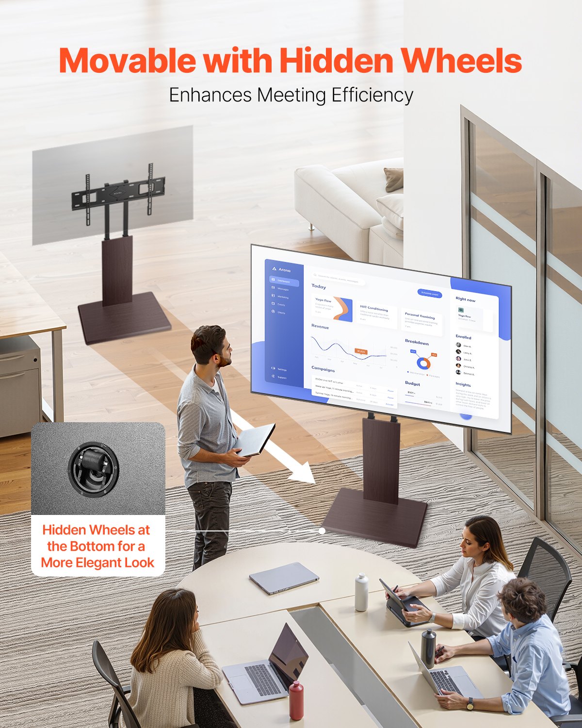 Universal TV Stand, Table Top TV Stand for 32-70 inch Screens, Swivel and Height Adjustable TV Mount Stand Holds up to 99 lbs with Power Strip, for Living Room, Bedroom, MAX VESA 600 x 400 mm