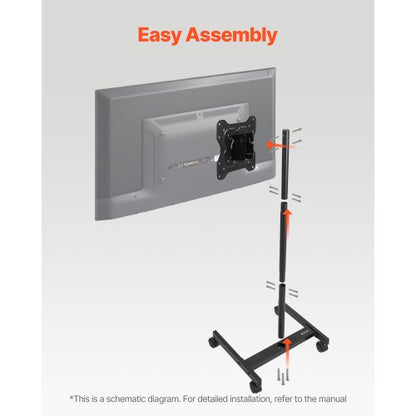Rollender TV-Ständer Mobiler TV-Wagen Hält bis zu 20 kg für 17-55 Zoll Bildschirme | EU