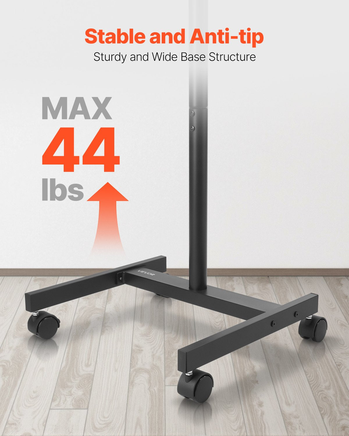 Rolling TV Stand, Mobile TV Cart for 17-55 Inch Screens, Portrait to Landscape, Portable TV Stand with Wheels Holds up to 44 lbs for Living Room, Bedroom, Office, Outdoor, Max VESA 200x200mm