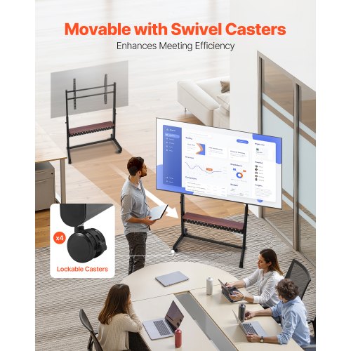 Rullande TV-stativ Mobil TV-vagn Rymmer upp till 90 kg för 55-100 tums TV-apparater |  EU