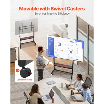 Rullande TV-stativ Mobil TV-vagn Rymmer upp till 90 kg för 55-100 tums TV-apparater |  EU