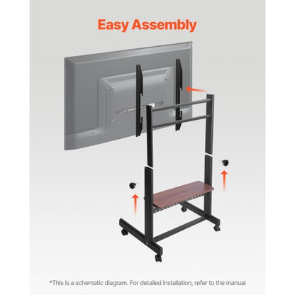 Rullande TV-stativ Mobil TV-vagn Rymmer upp till 90 kg för 55-100 tums TV-apparater |  EU