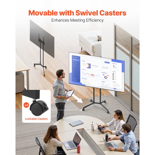 Rollender TV-Ständer Mobiler TV-Wagen Hält bis zu 36 kg für 32-65 Zoll Bildschirme | EU