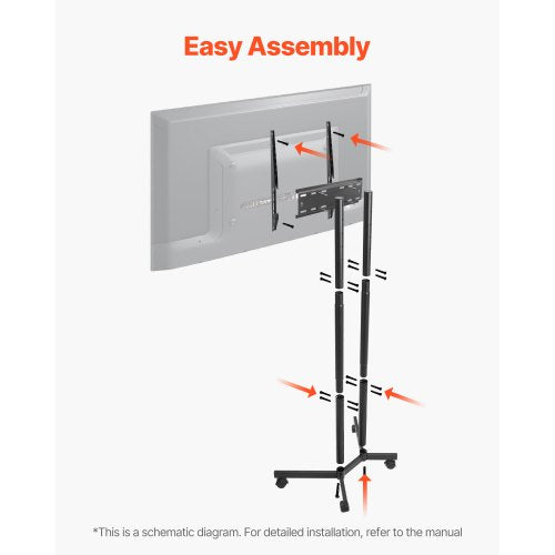 Rollender TV-Ständer Mobiler TV-Wagen Hält bis zu 36 kg für 32-65 Zoll Bildschirme | EU