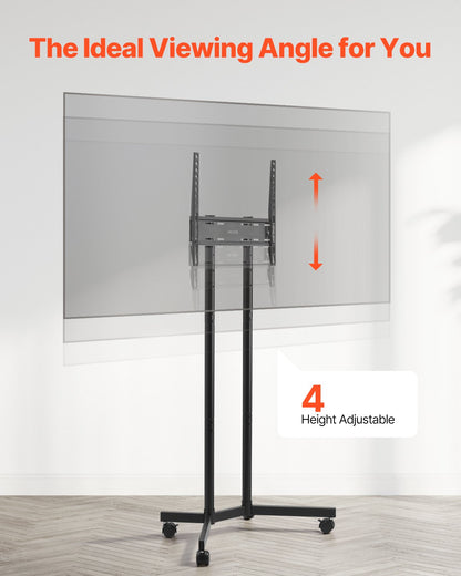 Rolling TV Stand, Mobile TV Cart for 32-65 Inch Screens, Height Adjustable, Portable Monitor Stand with Wheels Holds up to 88 lbs for Living Room, Bedroom, Office, Outdoor, Max VESA 400x400mm