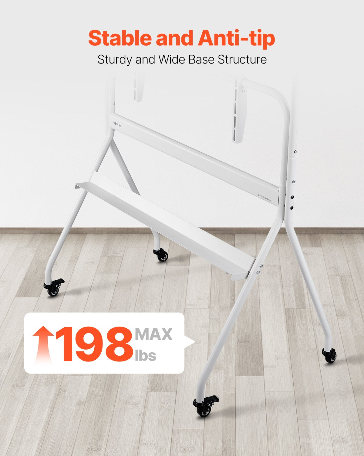 Rolling TV Stand, Mobile TV Cart for 35-100 Inch LED/LCD/OLED Flat/Curved TVs, Portable Monitor Stand with Wheels Hold up to 198 lbs for Living Room, Bedroom, Office, Outdoor, Max VESA 800x600mm
