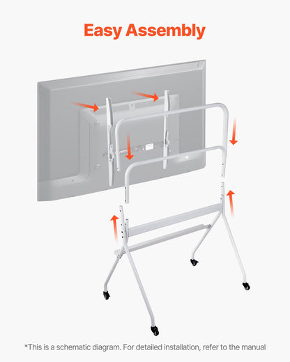 Rolling TV Stand, Mobile TV Cart for 35-100 Inch LED/LCD/OLED Flat/Curved TVs, Portable Monitor Stand with Wheels Hold up to 198 lbs for Living Room, Bedroom, Office, Outdoor, Max VESA 800x600mm