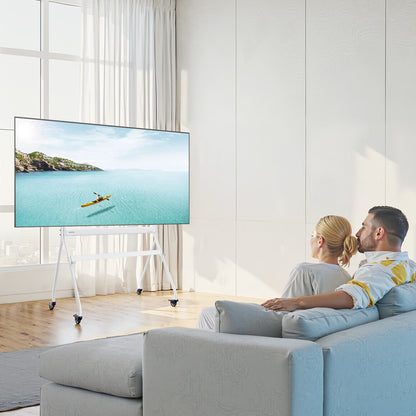 Rolling TV Stand, Mobile TV Cart for 35-100 Inch LED/LCD/OLED Flat/Curved TVs, Portable Monitor Stand with Wheels Hold up to 198 lbs for Living Room, Bedroom, Office, Outdoor, Max VESA 800x600mm