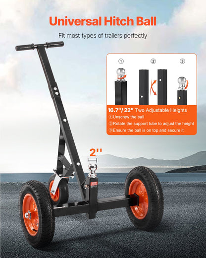 1000lbs Anhänger Dolly 16,7 und 22 in Einstellbare Höhe 2 in Kugel 14 in Reifen