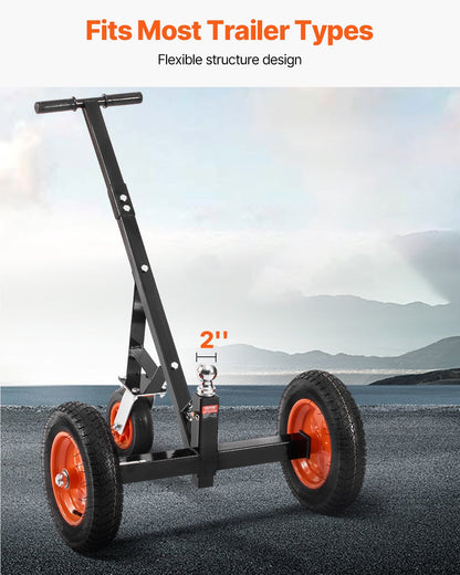Heavy-Duty Trailer Dolly, 1000lbs Tongue Weight Capacity, Carbon Steel Trailer Mover with 2 inch Ball, 14 inch Pneumatic Tires, Portable Tow Dolly for Moving RV Trailer