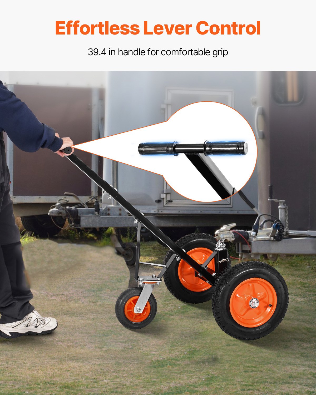 Heavy-Duty Trailer Dolly, 1000lbs Tongue Weight Capacity, Carbon Steel Trailer Mover with 2 inch Ball, 14 inch Pneumatic Tires, Portable Tow Dolly for Moving RV Trailer