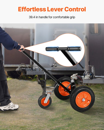 Heavy-Duty Trailer Dolly, 1000lbs Tongue Weight Capacity, Carbon Steel Trailer Mover with 2 inch Ball, 14 inch Pneumatic Tires, Portable Tow Dolly for Moving RV Trailer