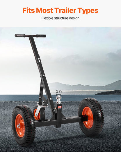 Heavy-Duty Trailer Dolly, 1200lbs Tongue Weight Capacity, Carbon Steel Trailer Mover with 2 inch Ball, 15.2 inch Pneumatic Tires, Portable Tow Dolly for Moving RV Trailer
