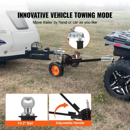 Adjustable Trailer Dolly, 1500lbs Heavy Duty Capacity, 2 in 1 Trailer Mover with 23.6''-35.4'' Adjustable Height &amp; 2'' Ball, 16'' Pneumatic Tires and Universal Wheels, for RV Trailer Moving Car | EU