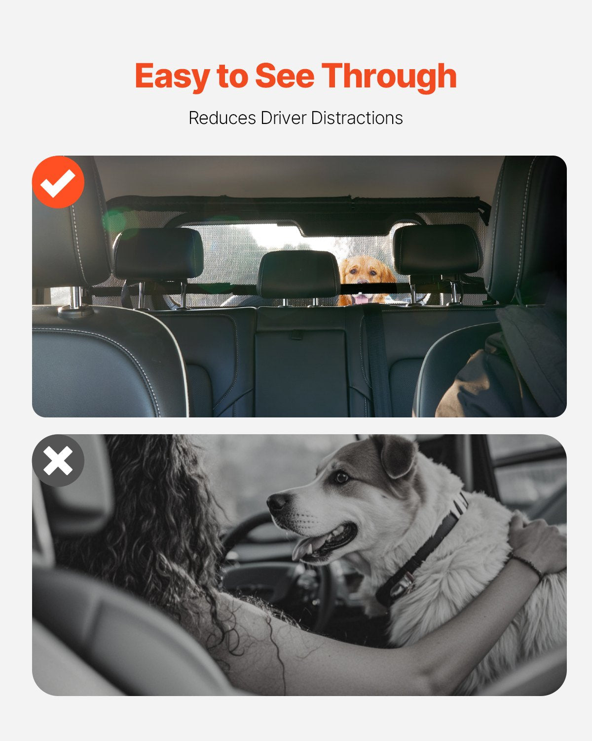 Hunde-Autobarriere, 46" breite Auto-Trennwand für den Laderaum des Fahrzeugs, Haustierbarriere