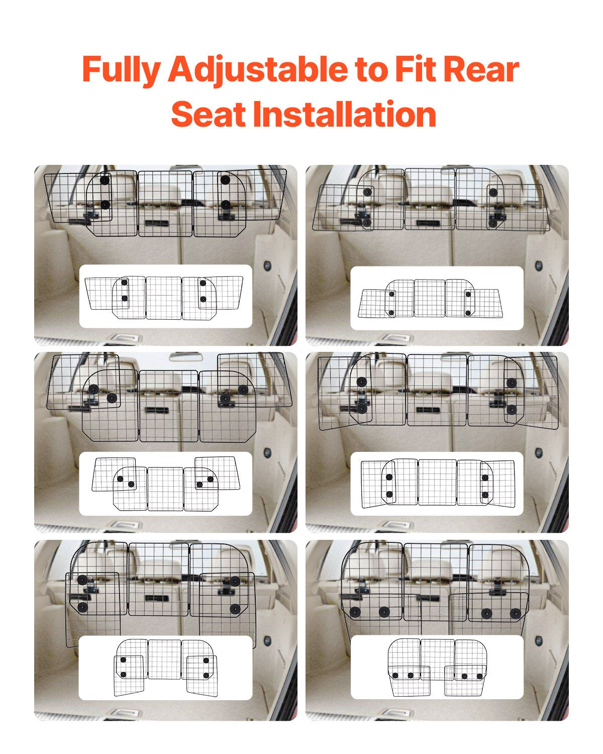 Hunde-Autobarriere 38,5"-61,6" verstellbare Haustier-Trennwand für den Laderaum