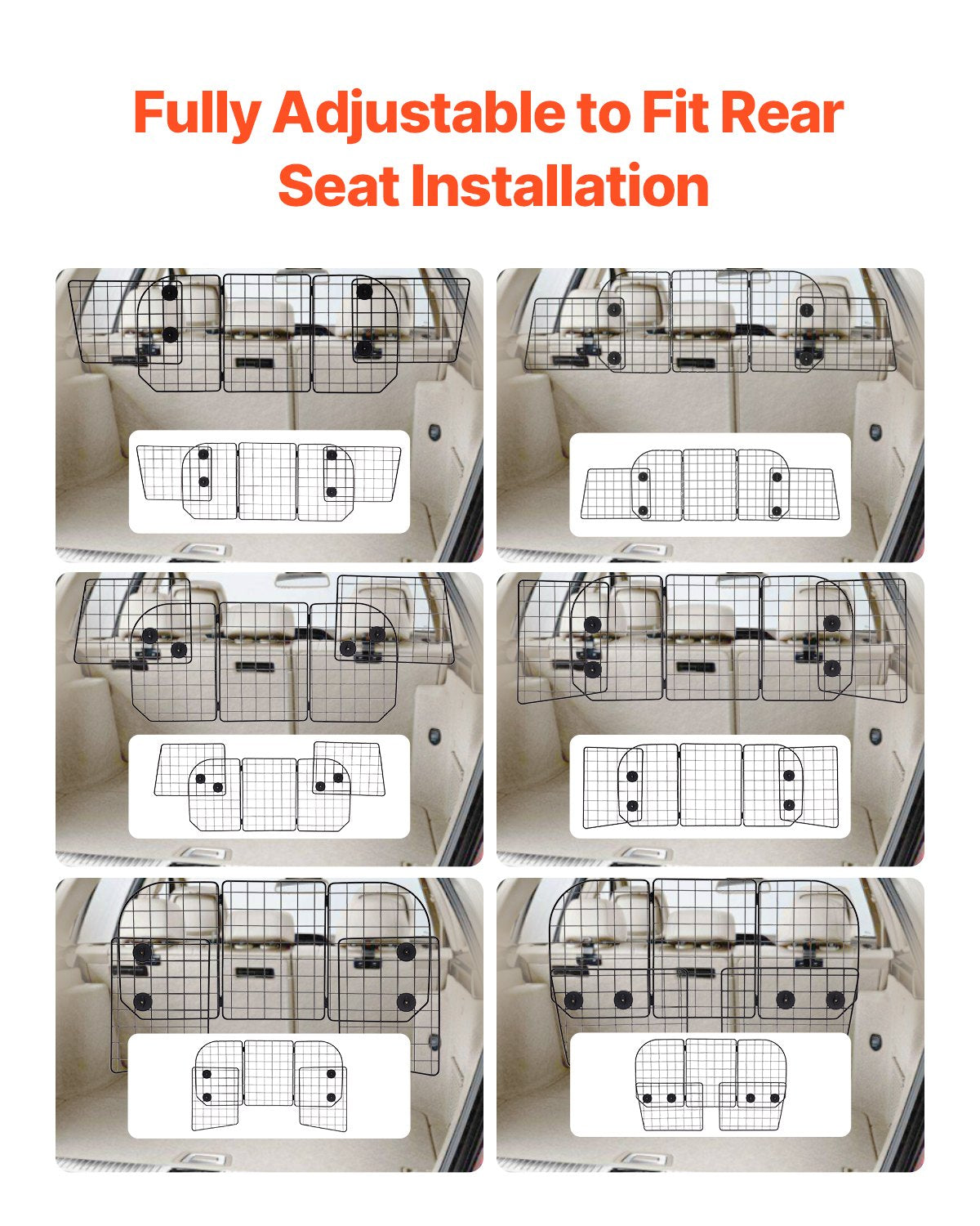 Hunde-Autobarriere, 93–152 cm, verstellbare Haustier-Trennwand für den Laderaum