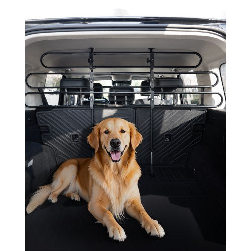 Dog Car Barrier, Adjustable Universal-Fit Vehicle Pet Barrier for Cars, Trucks and SUVs, Easy to Install Dog Car Gate - Strong Metal Tubing Gate Divider, Keeps Pets off Passenger Seats, Black