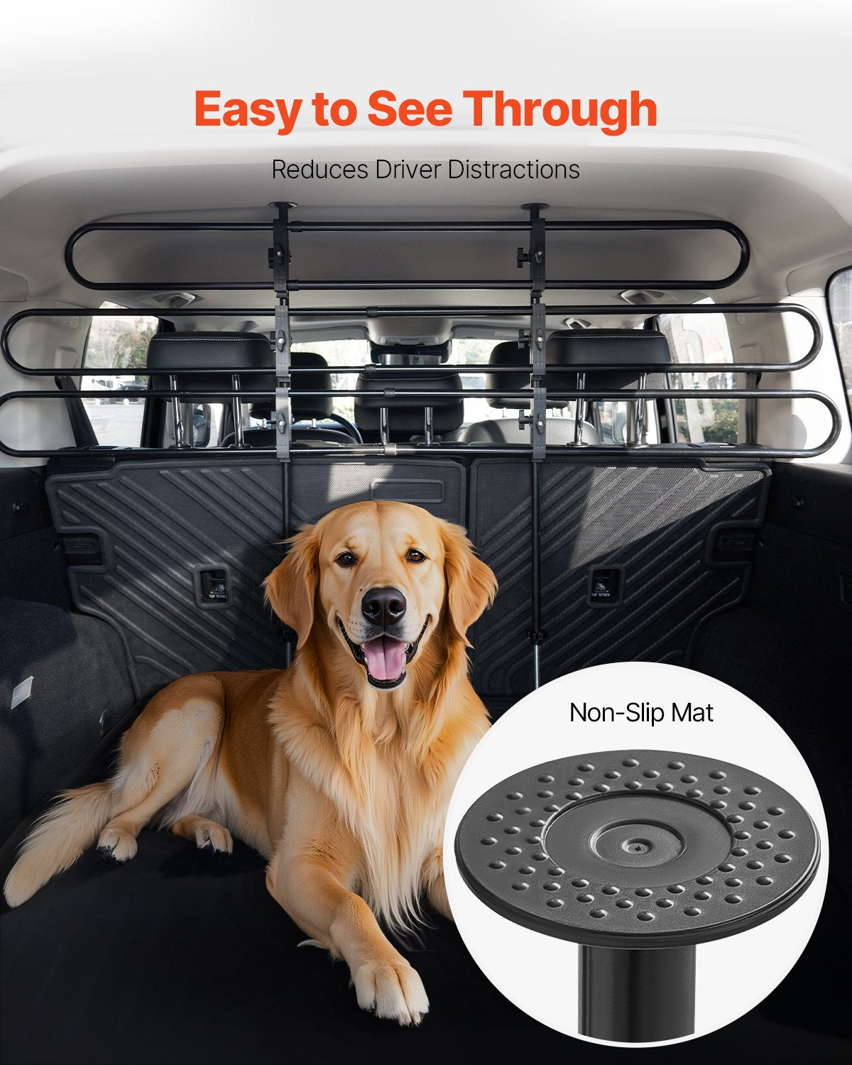 Dog Car Barrier Metal Adjustable Pet Barrier Universal-Fit Pet Divider