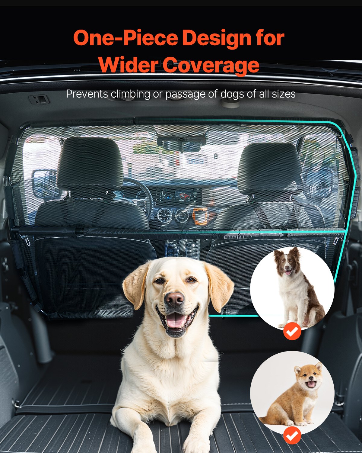 Dog Car Barrier 56" Wide Front Seats Installation Car Divider for SUVs