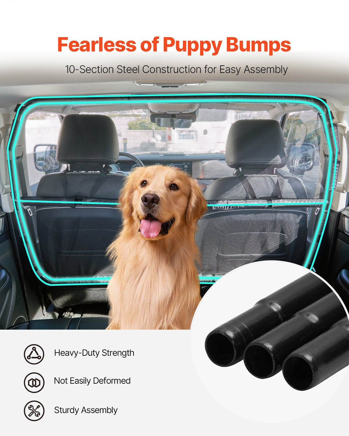Dog Car Barrier 56" Wide Front Seats Installation Car Divider for SUVs
