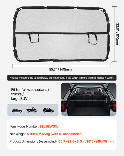 Dog Car Barrier 56" Wide Front Seats Installation Car Divider for SUVs