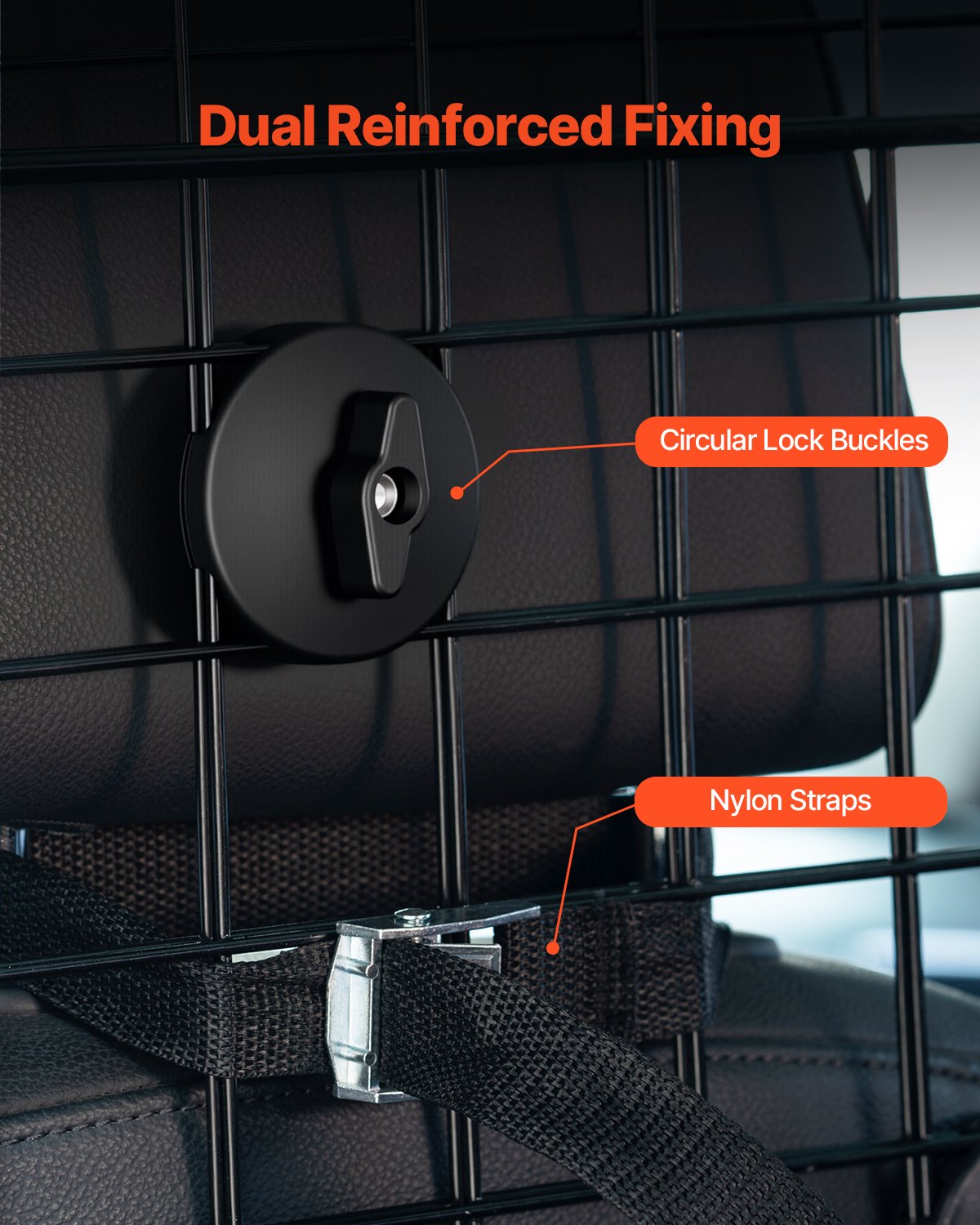 Dog Car Barrier 35.4"-60.6" Adjustable Pet Divider Gate for Trucks SUVs