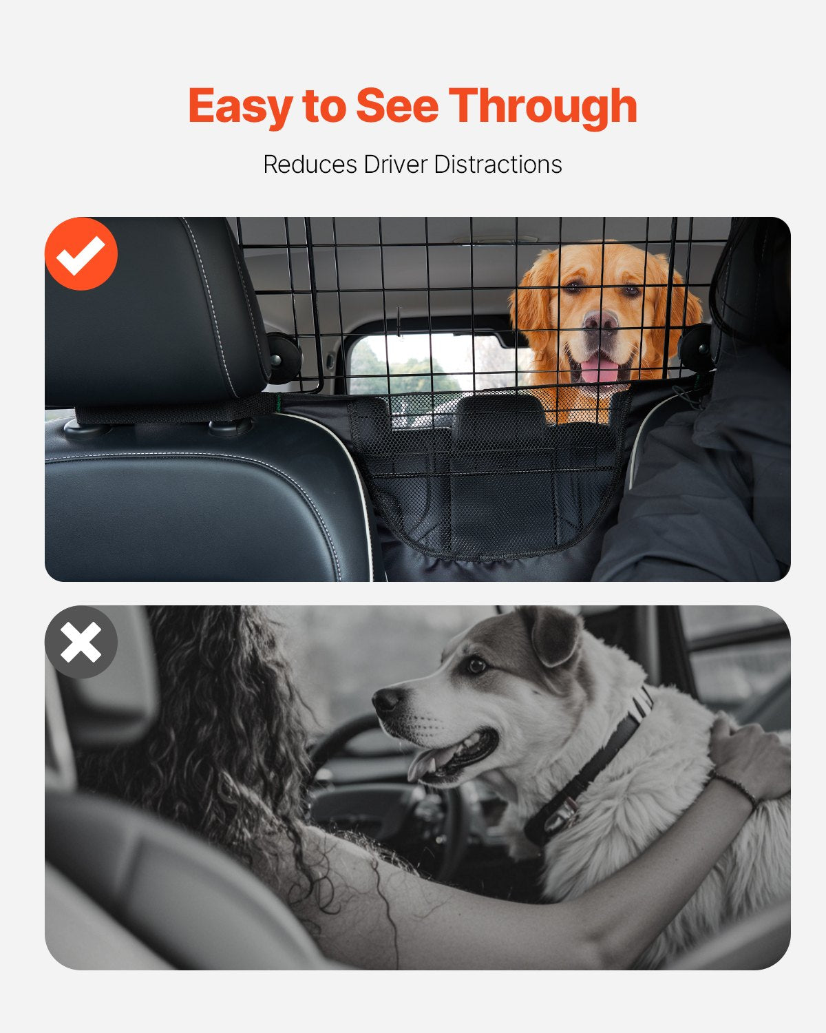 Dog Car Barrier 35.4"-60.6" Adjustable Pet Divider Gate for Trucks SUVs