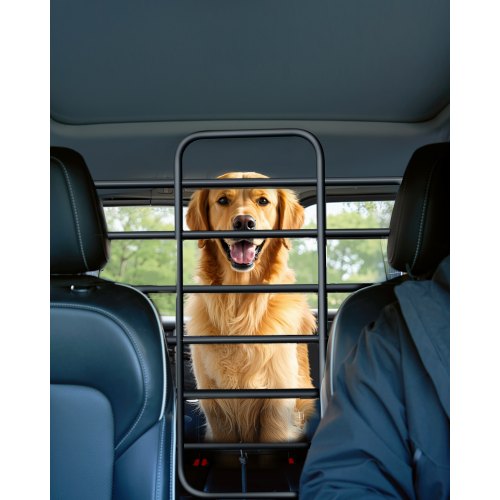 Dog Car Barrier, Adjustable Universal-Fit Vehicle Pet Barrier for Cars, Trucks, SUVs, Moves with Your Vehicle, Tilt Slide Recline, Easy Install Dog Car Gate - Strong Metal Tubing Gate Divider