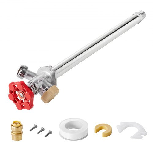 Anti-Siphon Frost-Proof Sillcock, 12" Freeze Proof Outdoor Faucet Bib with Backflow Preventer, 1/2" Push-to-Fit Connector X 3/4" Hose Bibb, No Lead Frost-free Spigot for PEX Copper CPVC Pipes