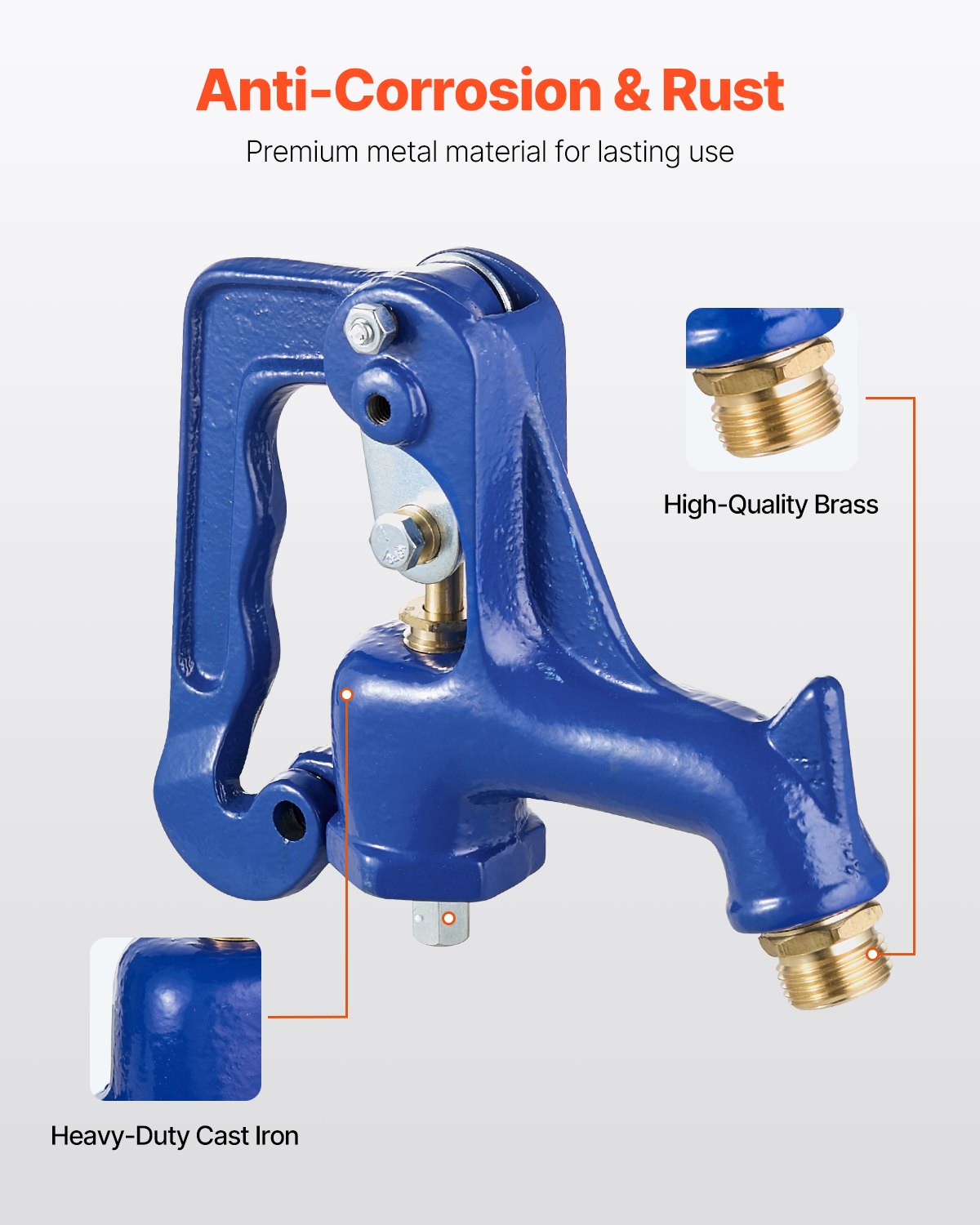 Frost Free Outdoor Faucet, Freeze Proof Yard Hydrant Complete Head Assembly, with 1" NPT Galvanized Pipe Thread & 3/4" Hose Connection for Yard, Garden, Pasture Irrigation (Pipe Not Included)