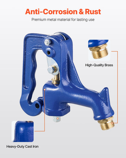 Frost Free Outdoor Faucet, Freeze Proof Yard Hydrant Complete Head Assembly, with 1" NPT Galvanized Pipe Thread & 3/4" Hose Connection for Yard, Garden, Pasture Irrigation (Pipe Not Included)