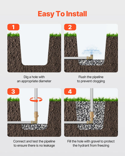 Frost Proof Yard Hydrant 39'' Length 12" Bury Deep Heavy Duty Cast Iron