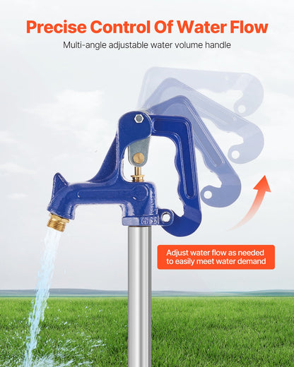 Frost Proof Yard Hydrant, 4.25 FT Freeze-Proof Outdoor Faucet with 24" Bury Dept, 3/4" NPT Pipe Connection & 3/4" NH Hose Coupling, Heavy-Duty Cast Iron Hydrant for Yard, Garden, Farm Irrigation