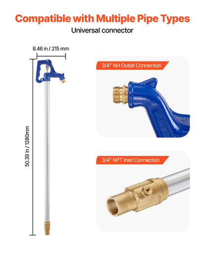 Frost Proof Yard Hydrant, 4.2FT Freeze-Proof Outdoor Faucet with 24" Bury Depth, 3/4" NPT Pipe Connection & 3/4" NH Hose Coupling, No Lead Freezeless Hydrant for Yard Garden Farm Irrigation