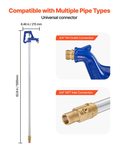 Frost Proof Yard Hydrant, 5.24FT Freeze-Proof Outdoor Faucet with 36" Bury Depth, 3/4" NPT Pipe Connection & 3/4" NH Hose Coupling, No Lead Freezeless Hydrant for Yard Garden Farm Irrigation