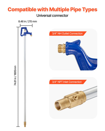 Frost Proof Yard Hydrant, 6.22FT Freeze-Proof Outdoor Faucet with 48" Bury Depth, 3/4" NPT Pipe Connection & 3/4" NH Hose Coupling, No Lead Freezeless Hydrant for Yard Garden Farm Irrigation