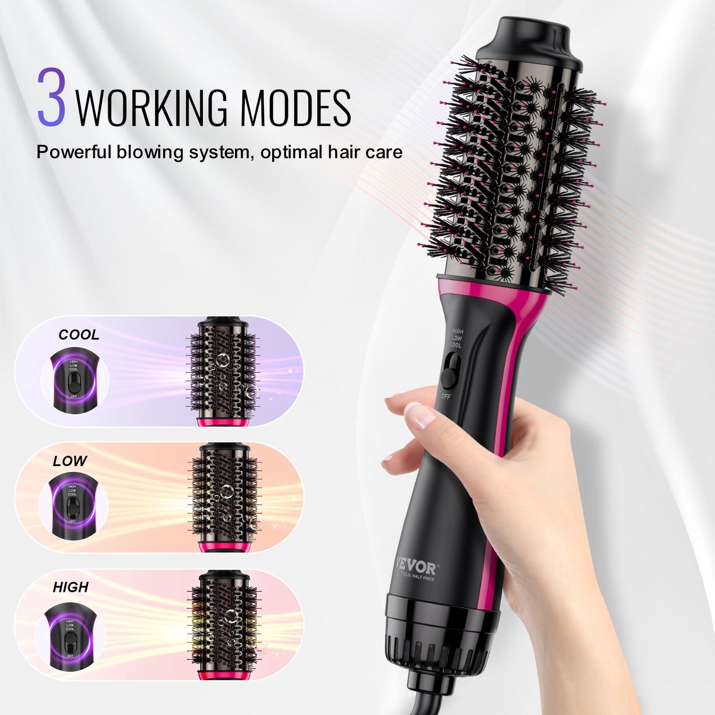 Hårfönborste Ionic Hair Styler Volumizer med 65 mm ovalt fat