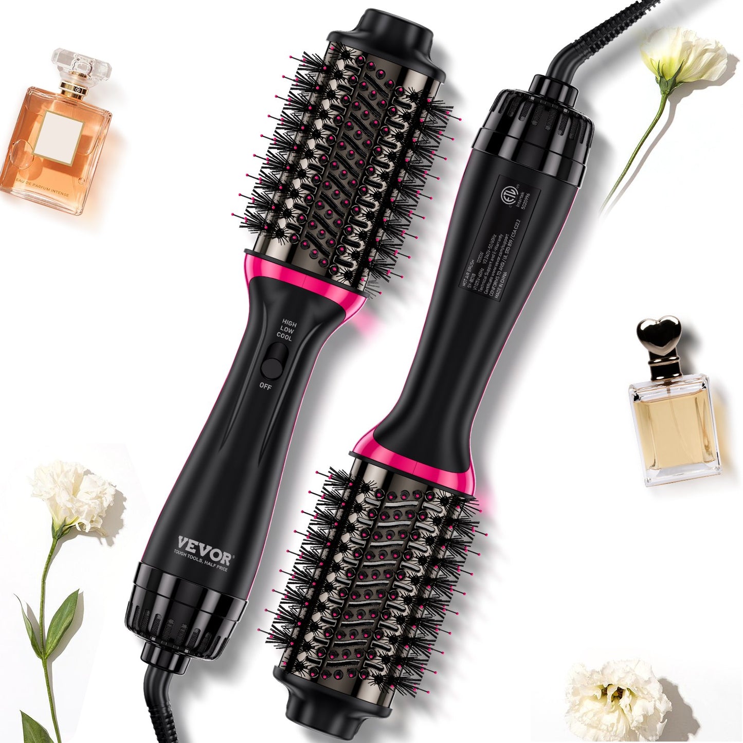 Hårfönborste Ionic Hair Styler Volumizer med 65 mm ovalt fat