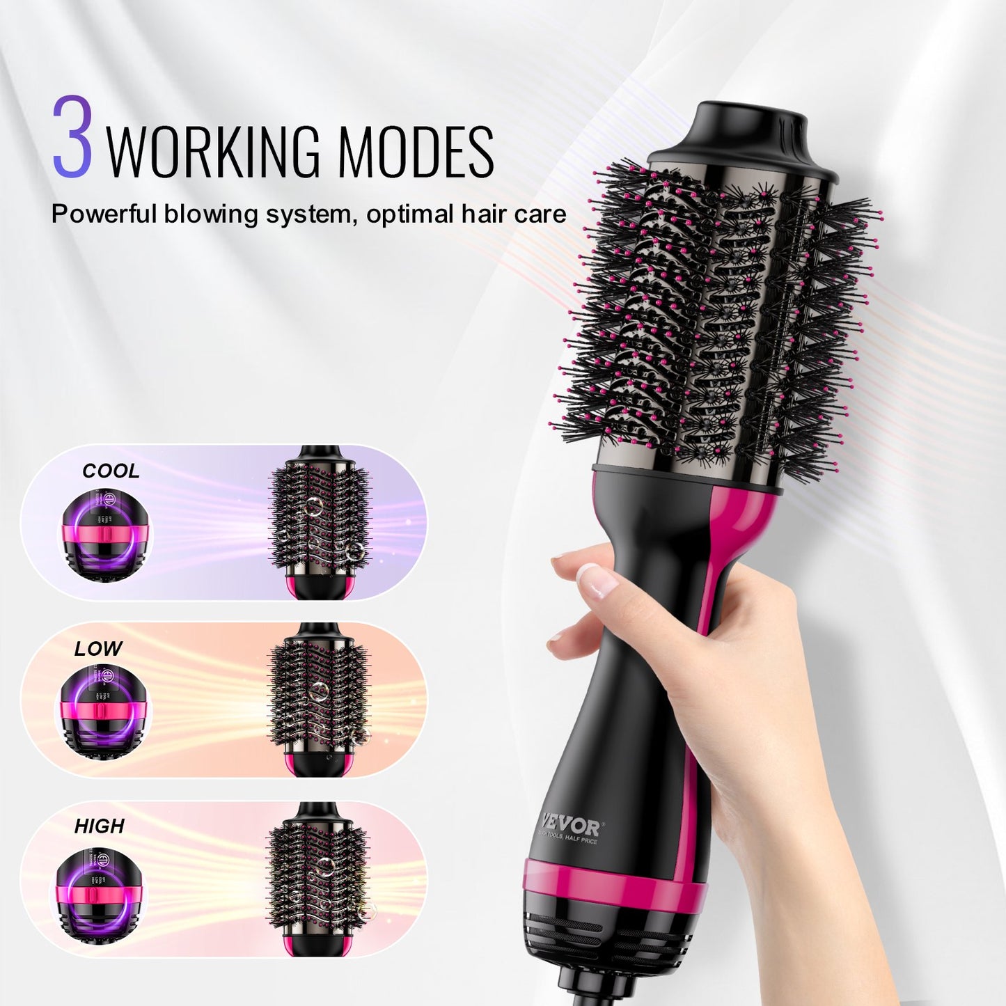 Hårfönborste Ionic Hair Styler Volumizer med 75 mm ovalt fat