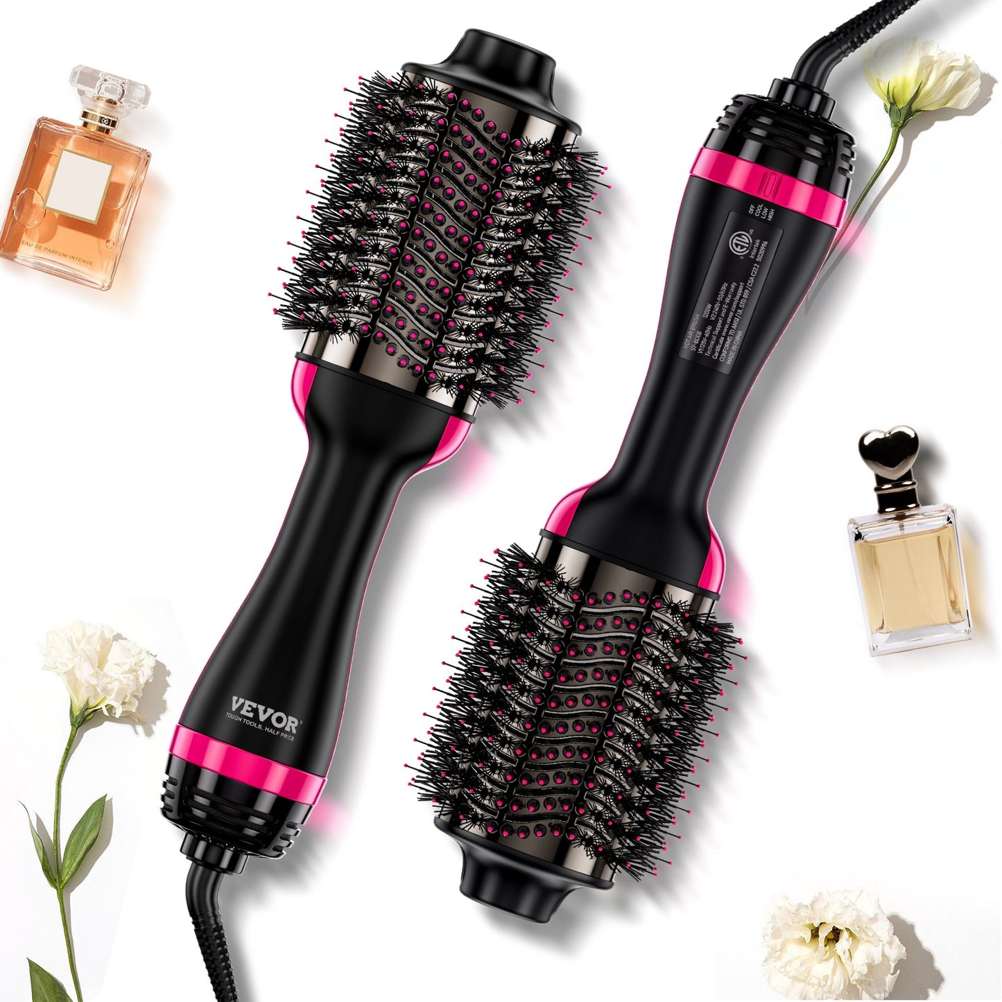 Hårfönborste Ionic Hair Styler Volumizer med 75 mm ovalt fat