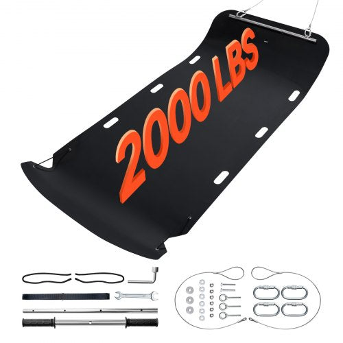 Yard Drag Sled, 110 x 46 in, 2000lbs Heavy Duty Utility Sled, HDPE Drag Glider with Ropes & Pull Cable, Dual Use Game Hauler for Firewood Ice Fishing, Compatible with ATVs UTVs Tractors