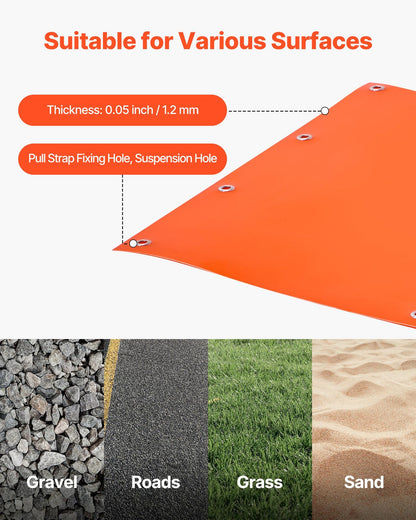 Deer Drag Sled, 72.8 x 22.8 in, 550lbs Heavy Duty Yard Utility Sled, Tear-Resistant PE Drag Glider Mat with Ropes & Handle, Thickened Game Hauler for Firewood Ice Fishing Hauling Hunting