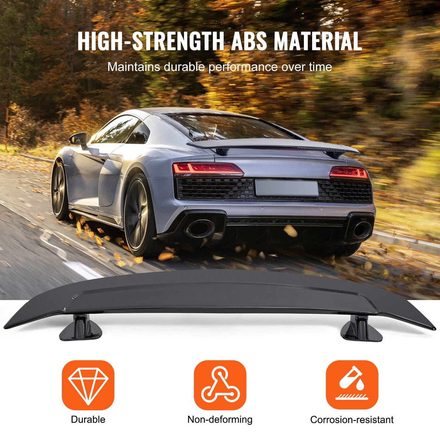 GT Wing Car Spoiler, 46.3 Inch Universal Spoiler, Compatible with Most Sedans and Coupes, High Strength ABS Material, Car Rear Spoiler Wing, Racing Spoiler BGW/JDM Drift Glossy Black