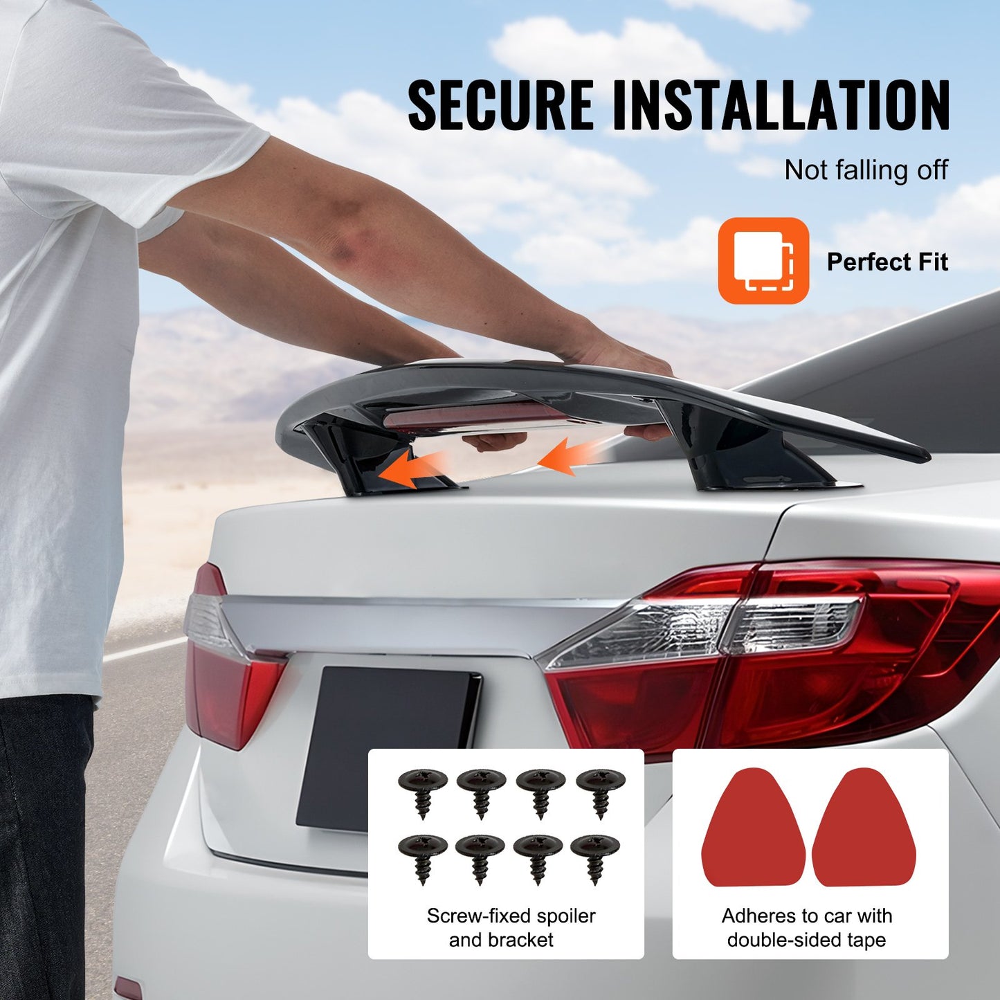 GT Wing Car Spoiler, 46.3 Inch Universal Spoiler, Compatible with Most Sedans and Coupes, High Strength ABS Material, Car Rear Spoiler Wing, Racing Spoiler BGW/JDM Drift Glossy Black