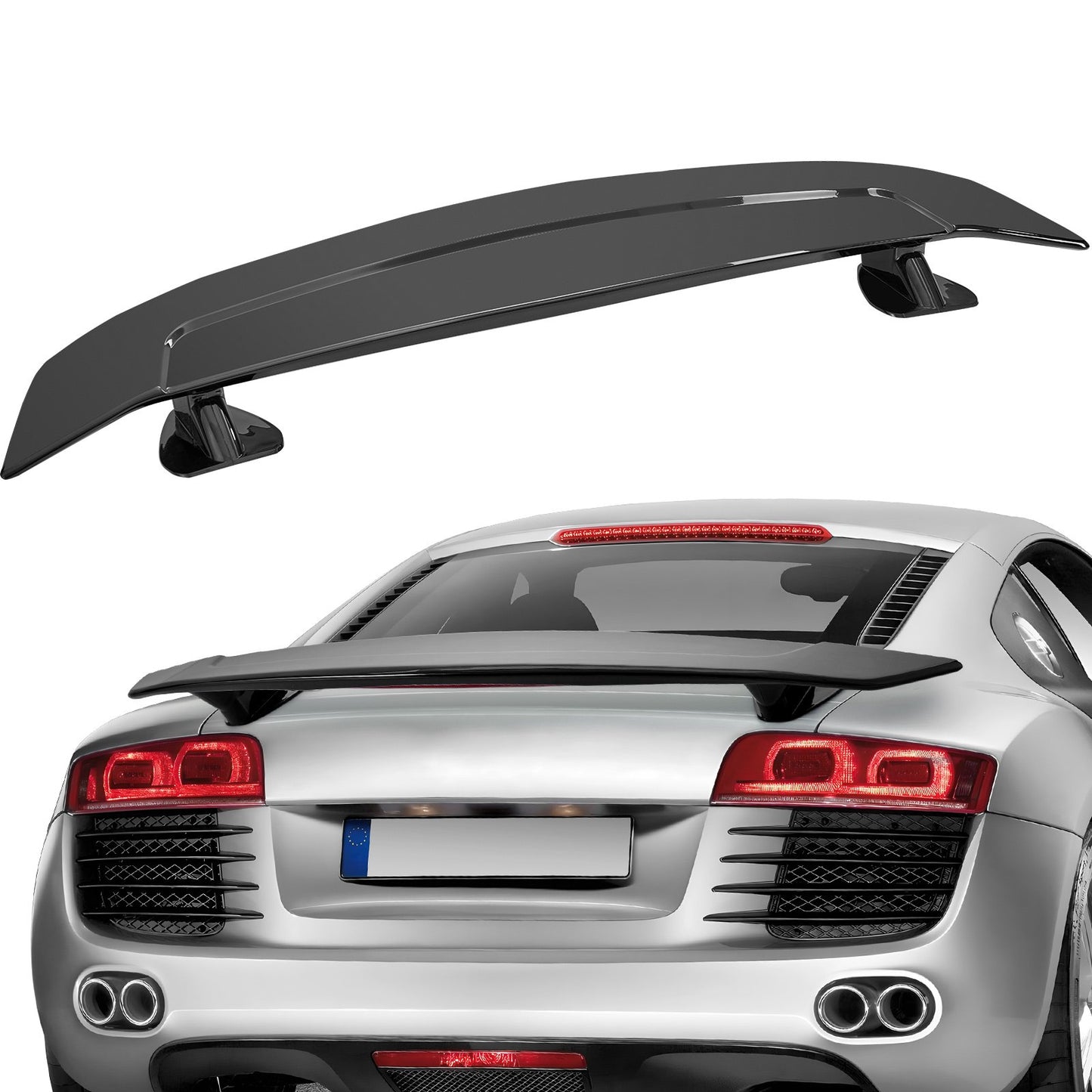 GT Wing Car Spoiler, 46.3 Inch Universal Spoiler, Compatible with Most Sedans and Coupes, High Strength ABS Material, Car Rear Spoiler Wing, Racing Spoiler BGW/JDM Drift Glossy Black
