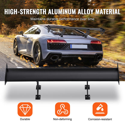 GT Wing Car Spoiler, 43.3 inch Universal Spoiler with Single Deck, Adjustable Lightweight Aluminum, Car Rear Spoiler Wing, Racing Spoiler BGW/JDM Drift Black