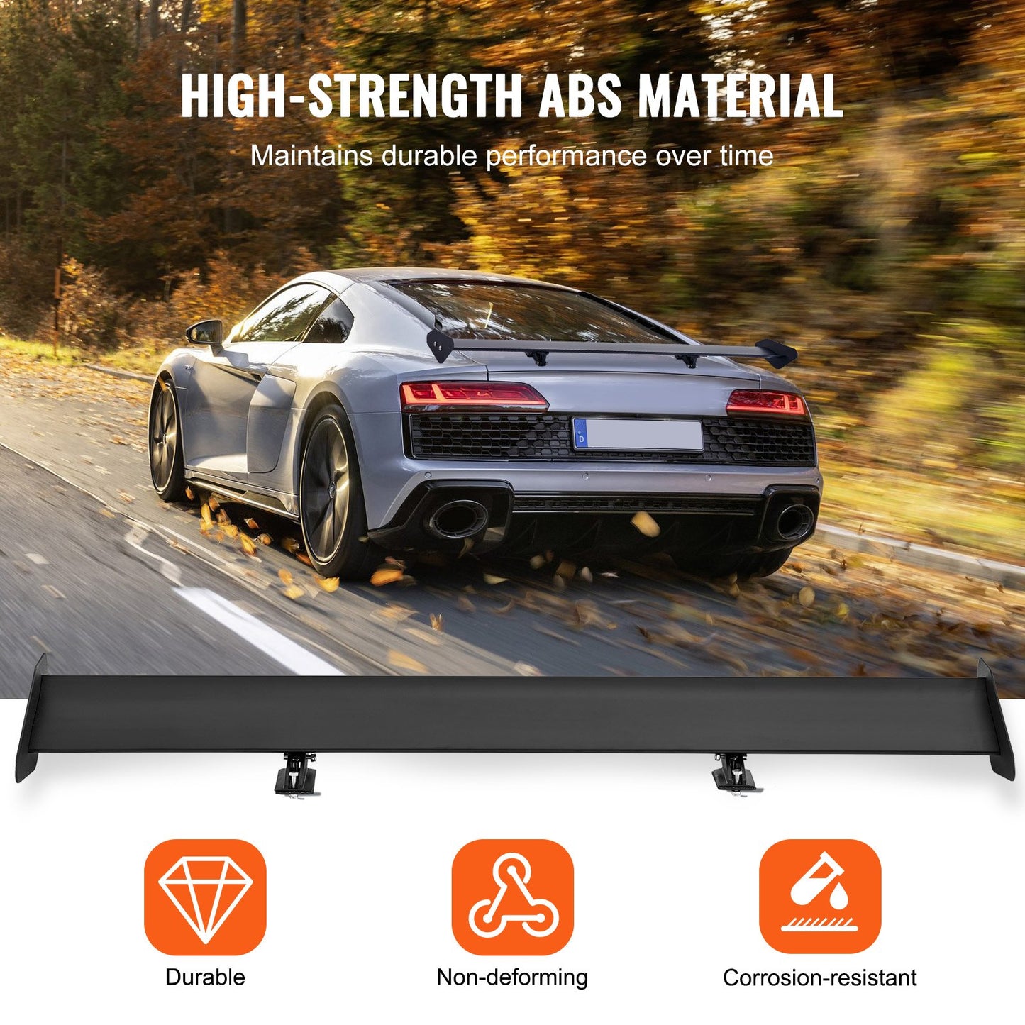 GT Wing Car Spoiler, 43.3 Inch Universal Spoiler with Single Deck, Adjustable Lightweight Aluminum, Car Rear Spoiler Wing, Racing Spoiler BGW/JDM Drift Black