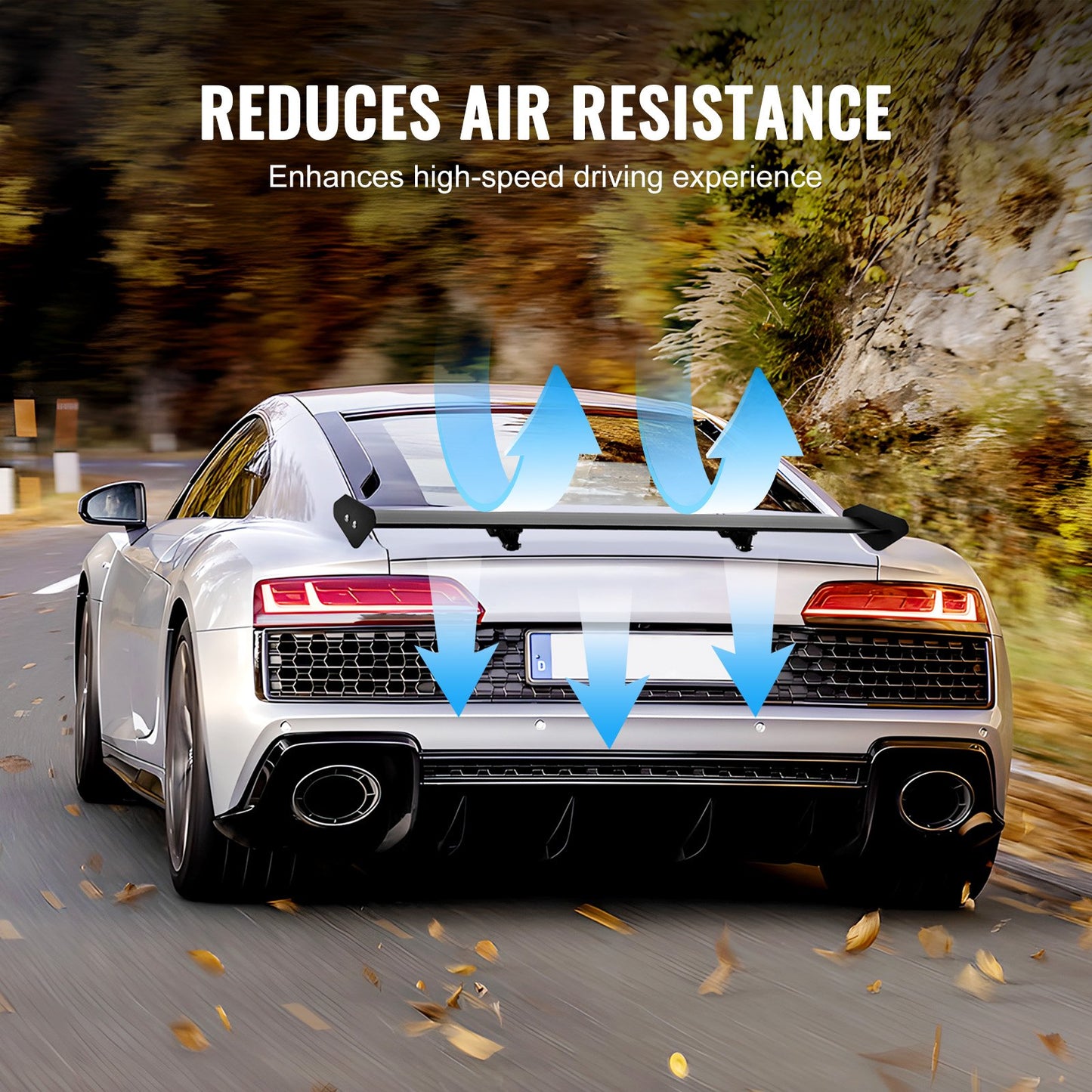 GT Wing Car Spoiler, 43.3 Inch Universal Spoiler with Single Deck, Adjustable Lightweight Aluminum, Car Rear Spoiler Wing, Racing Spoiler BGW/JDM Drift Black