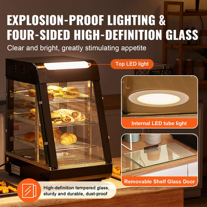 3-stufiger kommerzieller Speisenwärmer-Display-Arbeitsplatten-Pizzaschrank mit Beleuchtung